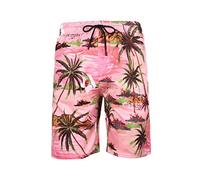 Mens Beach Shorts Summer Swim Trunk with Pockets, DOTBUY 3D Floral Printed Mesh Quick Dry Breathable Board Shorts Plus Size Beach Party Running Swimming Casual Short Trousers (2XL,Pink)