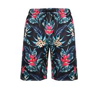 Mens Beach Shorts Summer Swim Trunk with Pockets, DOTBUY 3D Floral Printed Mesh Quick Dry Breathable Board Shorts Plus Size Beach Party Running Swimming Casual Short Trousers (M,Rainforest)