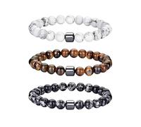 Mens Bead Bracelets Uk, Handmade Natural Crystal Bracelets For Women Gemstone Beaded Bangles Stretch Lucky Charm Reiki Yoga Wristband Chakra Jewelry Gifts For Mothers Day Birthday Anniversary White H
