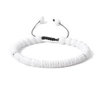 Mens Beaded Bracelet,Adjustable Braide Niche Design Light Luxury 6Mm Natural Gemstone Crystal Wheel Beads Relief Reiki Yoga Stretch Bracelets,Energy Jewellery for Women Men White Shell + White Por