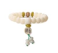 Mens Beaded Bracelet,High-End 8Mm Natural Gemstone Stone Crystal White Jade Bodhi Pendant Relief Reiki Yoga Elastic Beaded Bracelets,Energy Jewellery for Women Men Auspiciousness