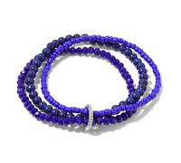 Mens Beaded Bracelet,Niche Design Light Luxury 4Mm 3-Piece Set Natural Gemstone Crystal Rice Pearls Relief Reiki Yoga Stretch Bracelets,Energy Jewellery for Women Lapis Lazuli