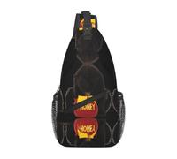 Men's Bear Eats Honey Printed Sling Bag - Minimalist Crossbody Shoulder Pack, Lightweight & Breathable for Daily Outings