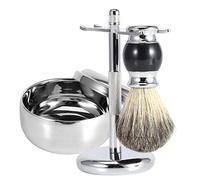 Men's Beard Brush Professional Men's Shaving Tool Kit, Shaving Bowl Set Including Shaver Holder Beard Brush Soap and Alloy Bowl, Men's Shaving Tools Dedicated to Men's Shaving