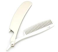 Men's Beard Styling Comb Zinc Alloy Foldable Portable Pocket Hair Comb | Silver Simple Design, Skin Friendly Teeth Protect against Tangling, Suitable for Beard and Neckline Grooming