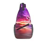 Men's beautiful beach sunset Printed Sling Bag - Minimalist Crossbody Shoulder Pack, Lightweight & Breathable for Daily Outings