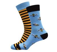 Men's Bee Pattern Socks. Odd Mismatch Socks. Gift Present for a Bee Lover Keeper. UK Adult Size 8-11.