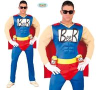 Mens Beer Man Fancy Dress Costume Beerman Superhero Stag Night Outfit fg