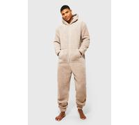 Mens Beige Borg Onesie, Beige XXL