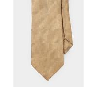 Men's Beige Herringbone Seven Fold Silk Tie - Savile Row Company