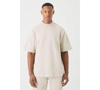 Mens Beige Man Oversized Extended Neck Raglan Heavy Interlock T-shirt, Beige XL