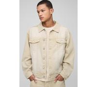 Mens Beige Regular Washed Stone Denim Jacket, Beige M