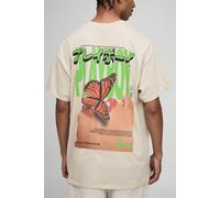 Mens Beige Sand Oversized Playboy License Printed T-Shirt, Beige M