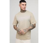Mens Beige Tall Limited Edition Print Spay Wash Regular T-Shirt, Beige S