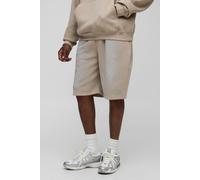 Mens Beige Tall Loose Fit Spray Wash Print Jersey Shorts, Beige M