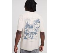 Mens Beige Tall Oversized Landscape Japan Print T-Shirt, Beige S
