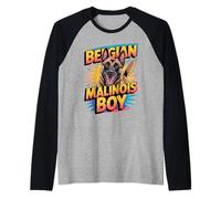 Mens Belgian Malinois Boy Cartoon Pet Dog Breed Fun Mal Dog Raglan Baseball Tee