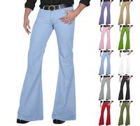 Mens Bell Bottom Pants 70S 1960S Dress Up Slim Flare Trousers Wide Leg Festivals Trouser Vintage Stretch Party Pant Solid Color Sweatpants Bootcut Activewear for Theme Parties Outdoor Army Green