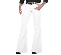 Mens Bell Bottom Pants 70S 1960S Dress Up Slim Flare Trousers Wide Leg Festivals Trouser Vintage Stretch Party Pant Solid Color Sweatpants Bootcut Activewear for Theme Parties Outdoor White