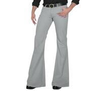 Mens Bell Bottom Pants 70S 1960S Dress Up Slim Flare Trousers Wide Leg Festivals Trouser Vintage Stretch Party Pant Solid Color Sweatpants Bootcut Activewear for Theme Parties Outdoor Grey