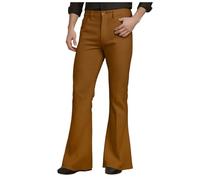 Mens Bell Bottom Pants 70s，Disco Flared Pants Fit 60s 70s Outfits for Men Mens Bell Bottom Vintage Slim Fit Retro Flared Trousers Flared Bootcut Yoga Palazzo Pants Bellbottoms 1960s Dress (Coffee, L)