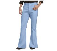 Mens Bell Bottom Pants 70s，Disco Flared Pants Fit 60s 70s Outfits for Men Mens Bell Bottom Vintage Slim Fit Retro Flared Trousers Flared Bootcut Yoga Palazzo Pants Bellbottoms 1960s Dress (A1-Blue, L)