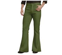 Mens Bell Bottom Pants 70s，Disco Flared Pants Fit 60s 70s Outfits for Men Mens Bell Bottom Vintage Slim Fit Retro Flared Trousers Flared Bootcut Yoga Palazzo Pants Bellbottoms 1960s Dress (Green, L)
