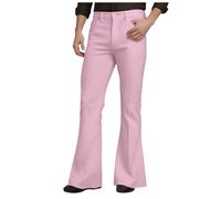 Mens Bell Bottom Pants 70s，Disco Flared Pants Fit 60s 70s Outfits for Men Mens Bell Bottom Vintage Slim Fit Retro Flared Trousers Flared Bootcut Yoga Palazzo Pants Bellbottoms 1960s Dress Up (M)