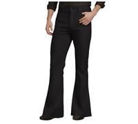 Mens Bell Bottom Pants 70s，Disco Flared Pants Fit 60s 70s Outfits for Men Mens Bell Bottom Vintage Slim Fit Retro Flared Trousers Flared Bootcut Yoga Palazzo Pants Bellbottoms 1960s Dress (Black, S)