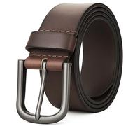 Mens Belt 100% Genuine Leather Belt for Men with Anti-scratched Buckle, Classy Mens Black Belts For Jeans And Dress (Brown, Large (36"-40"))