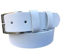 MENS BELT 100% ITALIAN SINGLE SKIN HIDE LEATHER BELT 40MM (WHITE, MEDIUM-33-35-INCHES)