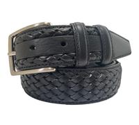 MENS BELT 100% ITALIAN SINGLE SKIN HIDE LEATHER BELT BRAID EMBOSSED 40MM (BLACK, MEDIUM-33-35-INCHES)
