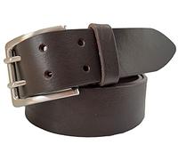 MENS BELT BROWN 100% ITALIAN FULL GRAIN SINGLE SKIN HIDE LEATHER BELT DOUBLE PRONG 40MM CASUAL JEANS CHINOS SHORTS (XXL 42-46 INCHES)