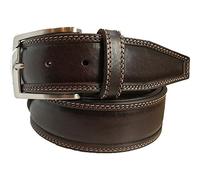 MENS BELT BROWN 100% ITALIAN FULL GRAIN SINGLE SKIN HIDE LEATHER BELT DOUBLE STUTCHED 40MM (LARGE 36-38 INCHES)