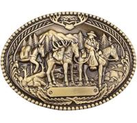 Men's Belt Buckles,Belt Buckle Replacement,Western Cowboys Belt Buckles 1pcs Metal Belt Buckle Western Style Horse Team European and American Style Denim Belt Accessories Big Head(Gold)