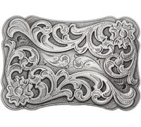 Men's Belt Buckles,Belt Buckle Replacement,Western Cowboys Belt Buckles 1pcs Tang Dynasty retro style plant pattern belt buckle(Silver)