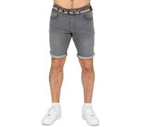 Mens Belted Denim Shorts Enzo Casual Cotton Stretch Slim Fit Denim Half Pants