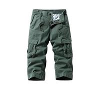 Men's Belted Long Cargo Shorts for Men, Below Knee Length Mens Cargo Shorts, 3/4 Pants Military Combat Cargo Trousers UK