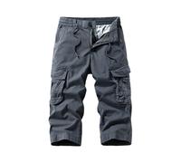 Men's Belted Long Cargo Shorts for Men, Below Knee Length Mens Cargo Shorts, 3/4 Pants Military Combat Cargo Trousers UK