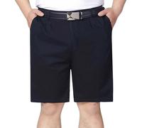 Men's Bermuda Shorts Solid Colour Straight Leg Casual Trousers Loose Golf Shorts Short Work Trousers Men Wide Leg Trousers with Pockets, navy, L