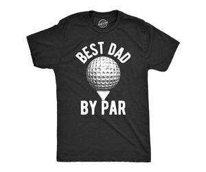 Mens Best Dad by Par T Shirt Funny Fathers Day Golf Tee Golfing Gift for Golfer (Heather Black - Dad by Par) - XL