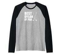 Mens Best Dylan by Par Golfer Name Pun Raglan Baseball Tee