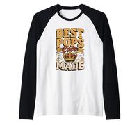 Mens Best Pops Ever Made Grandfather Crown Raglan Baseball Tee
