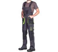 Mens Bib and Brace Overalls, Dungarees Men Black, Big Sizes, Work Trousers for Man, Knee Support with Knee Pads Pockets, Kneepad, Mens Work Trousers, Work Pants, Heavy Duty, Black/Green, 48-W32