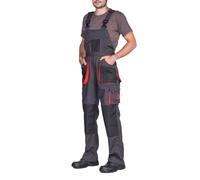 Mens Bib and Brace Overalls, Dungarees Men Black, Big Sizes, Work Trousers for Man, Knee Support with Knee Pads Pockets, Kneepad, Mens Work Trousers, Work Pants, Heavy Duty, Black/Orange, 56-W40