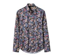 Mens Big and Tall Floral Hawaiian Shirts Long Sleeve Casual Dress Shirts Button Down Flower Printed Poplin Shirts 5XL Grey