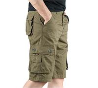 Mens Big and Tall Premium Twill Cargo Shorts Capri Long Below Knee Cotton Hiking 3/4 Shorts Summer Beach Shorts M-7XL Three Quarter Walking Shorts Relaxed Fit with Multi-Pockets Beige