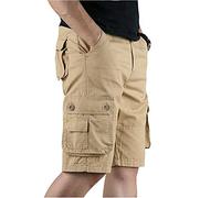 Mens Big and Tall Premium Twill Cargo Shorts Capri Long Below Knee Cotton Hiking 3/4 Shorts Summer Beach Shorts M-7XL Three Quarter Walking Shorts Relaxed Fit with Multi-Pockets Khaki