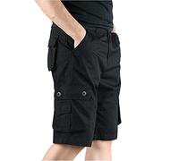 Mens Big and Tall Premium Twill Cargo Shorts Capri Long Below Knee Cotton Hiking 3/4 Shorts Summer Beach Shorts M-7XL Three Quarter Walking Shorts Relaxed Fit with Multi-Pockets Black