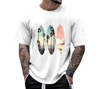 Men's Big and Tall T-Shirts Cotton Short Sleeve Crewneck Plus Size Tee Shirts Hipster Longline Tops Streetwear Beach Holiday Blouse Aesthetic Clothing （White, XXXL